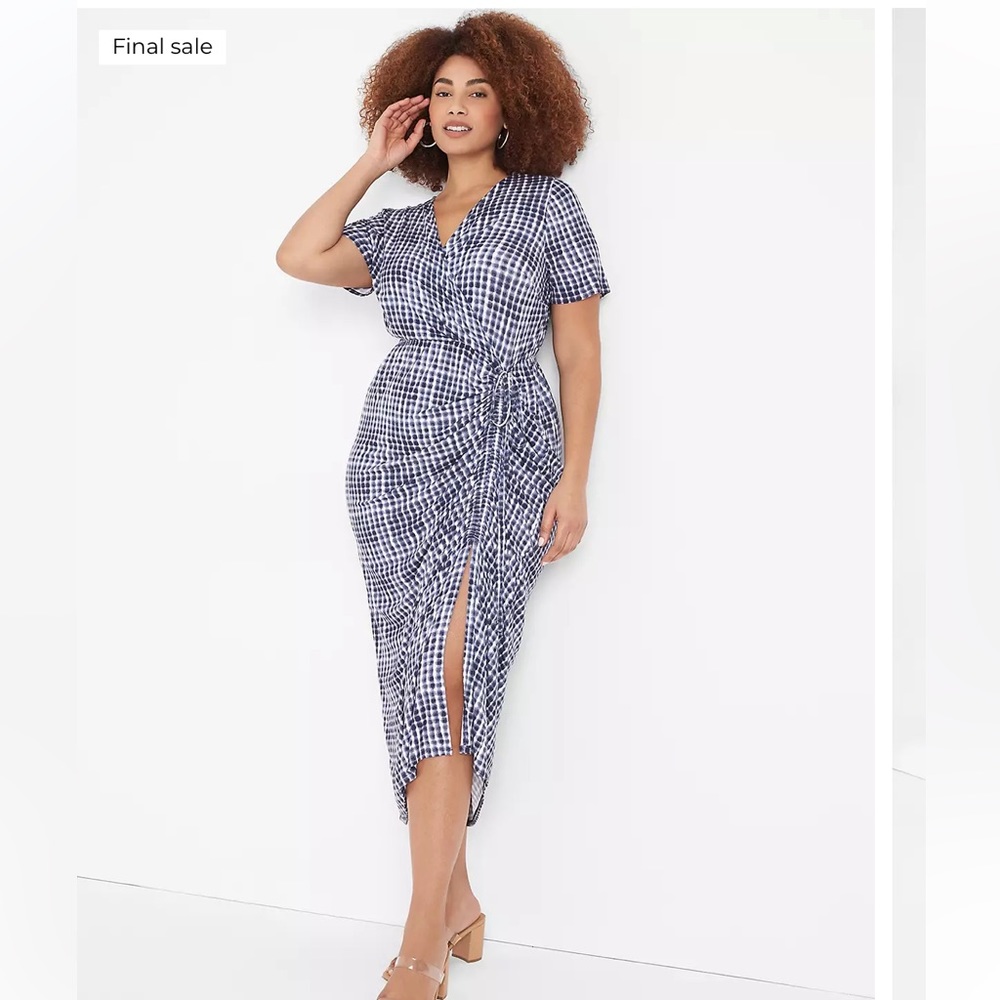 Side Ruched Maxi Gingham- Lane Bryant